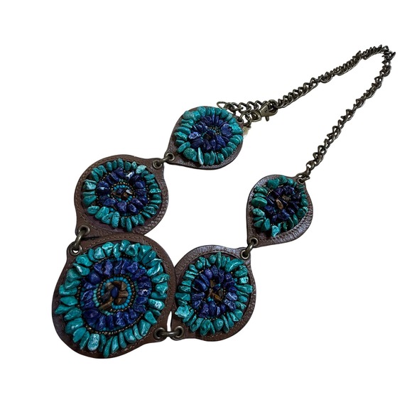 Chico's Accessories - Chico's Stone Medallion Chain Belt Turquoise Purple Boho Western Statement